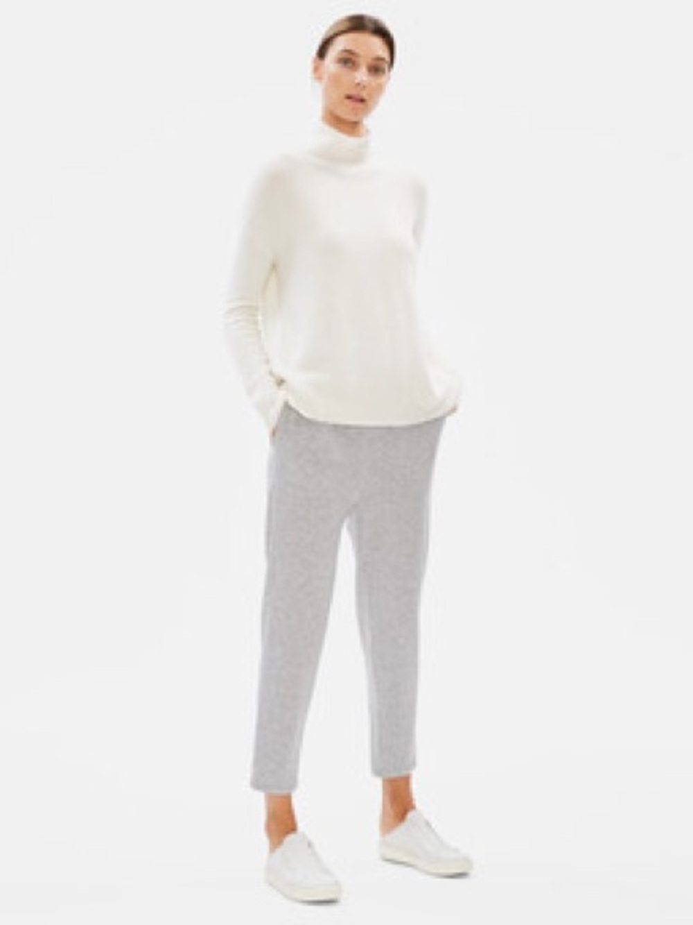 Eileen Fisher Petite Heather Gray Knit Pants